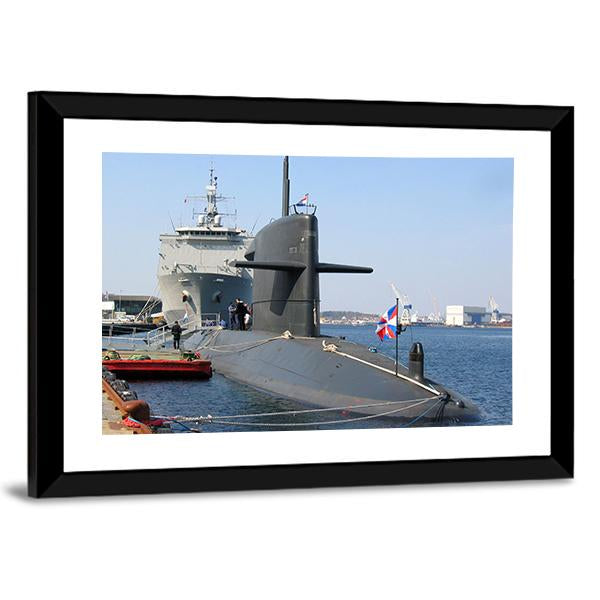 Docked Submarine Canvas Wall Art-3 Horizontal-Gallery Wrap-25" x 16"-Tiaracle