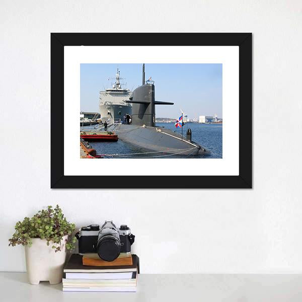 Docked Submarine Canvas Wall Art-3 Horizontal-Gallery Wrap-25" x 16"-Tiaracle