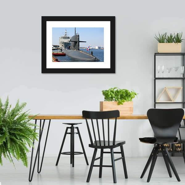 Docked Submarine Canvas Wall Art-3 Horizontal-Gallery Wrap-25" x 16"-Tiaracle