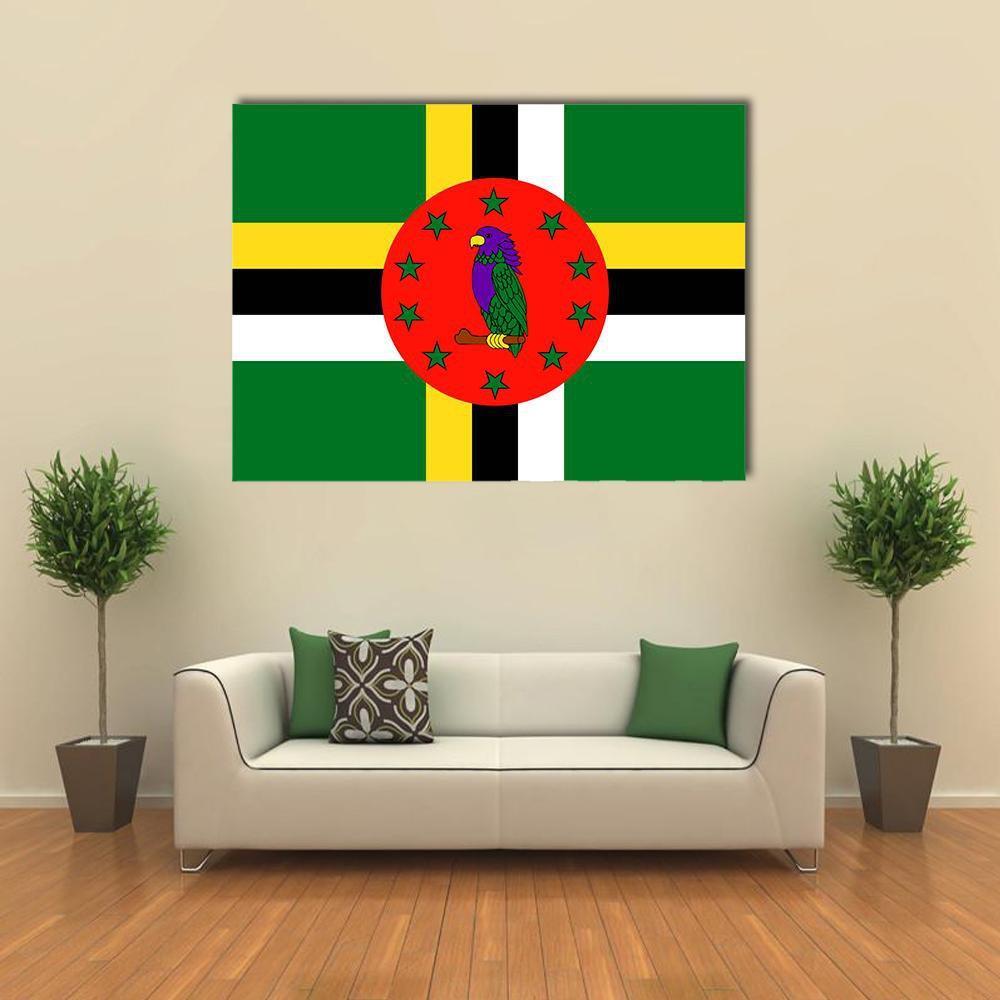 Dominica Flag Canvas Wall Art-1 Piece-Gallery Wrap-48" x 32"-Tiaracle