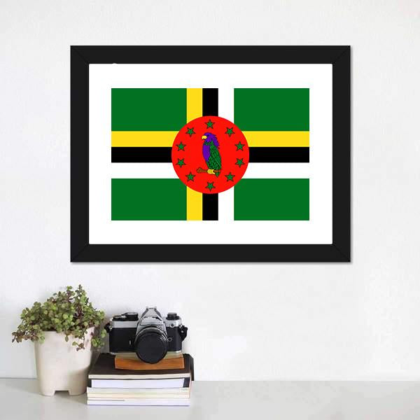 Dominica Flag Canvas Wall Art-1 Piece-Framed Print-20" x 16"-Tiaracle