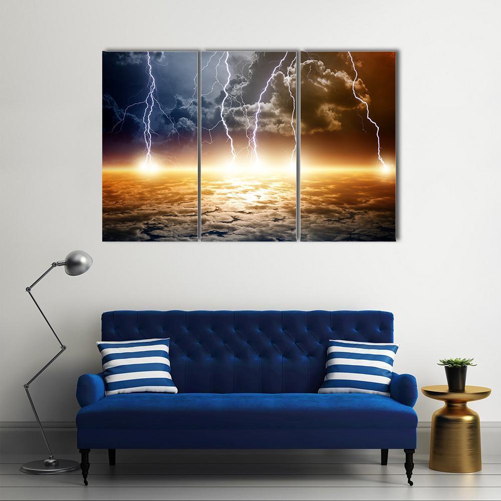 Dramatic Bright Lightning Canvas Wall Art-3 Horizontal-Gallery Wrap-37" x 24"-Tiaracle