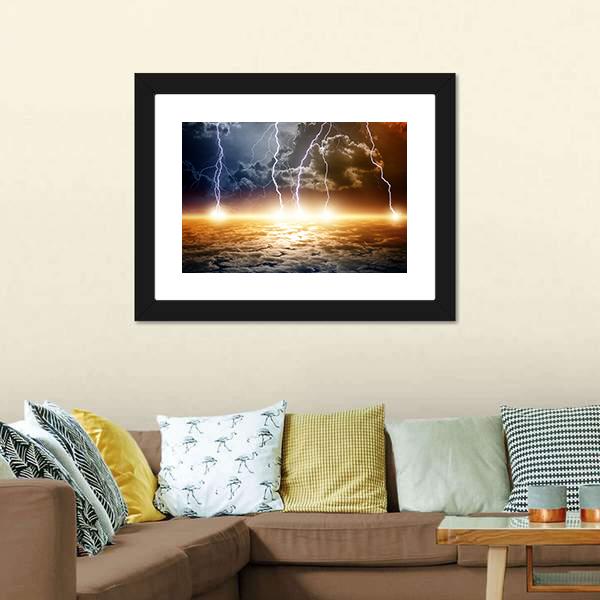 Dramatic Bright Lightning Canvas Wall Art-1 Piece-Framed Print-20" x 16"-Tiaracle