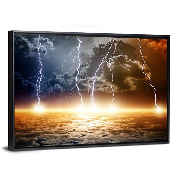 Dramatic Bright Lightning Canvas Wall Art-3 Horizontal-Gallery Wrap-25" x 16"-Tiaracle