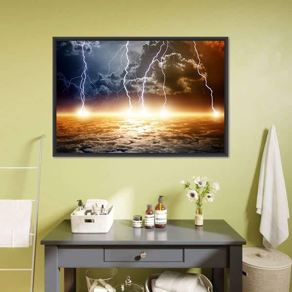 Dramatic Bright Lightning Canvas Wall Art-3 Horizontal-Gallery Wrap-25" x 16"-Tiaracle