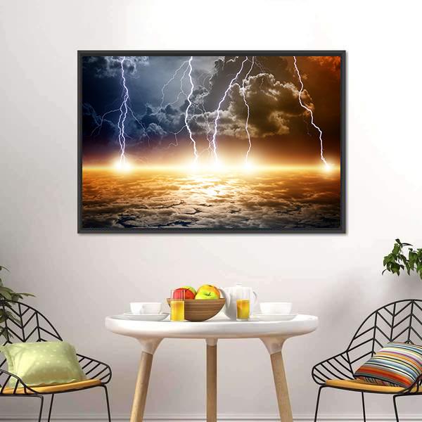 Dramatic Bright Lightning Canvas Wall Art-1 Piece-Floating Frame-24" x 16"-Tiaracle