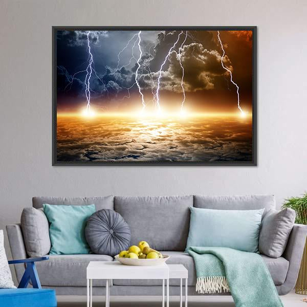 Dramatic Bright Lightning Canvas Wall Art-3 Horizontal-Gallery Wrap-25" x 16"-Tiaracle