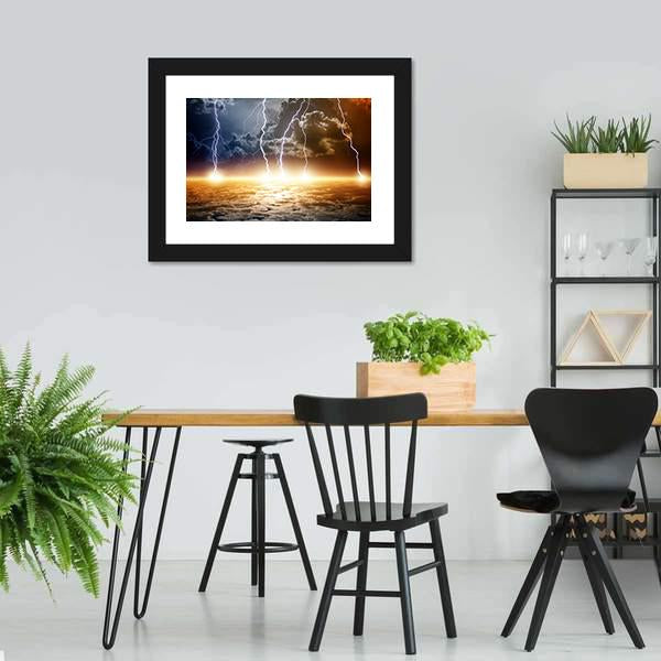 Dramatic Bright Lightning Canvas Wall Art-3 Horizontal-Gallery Wrap-25" x 16"-Tiaracle