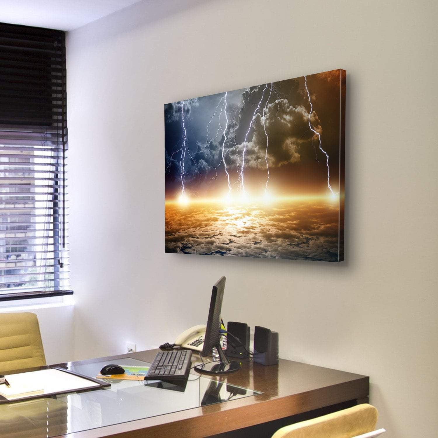 Dramatic Bright Lightning Canvas Wall Art-3 Horizontal-Gallery Wrap-25" x 16"-Tiaracle