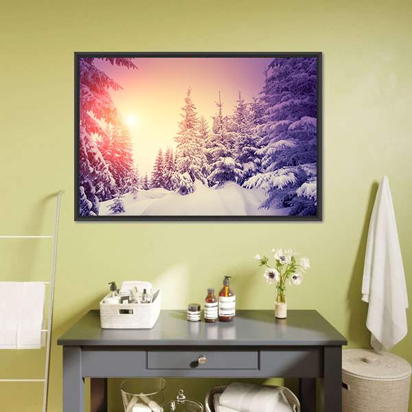 Dramatic Wintry Scene Canvas Wall Art-1 Piece-Floating Frame-24" x 16"-Tiaracle