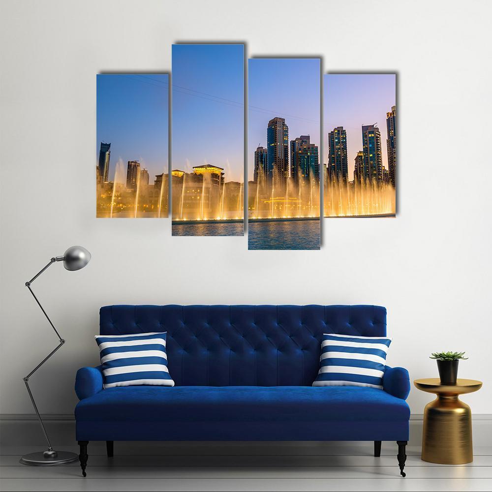 Dubai Fountain Canvas Wall Art-4 Pop-Gallery Wrap-50" x 32"-Tiaracle