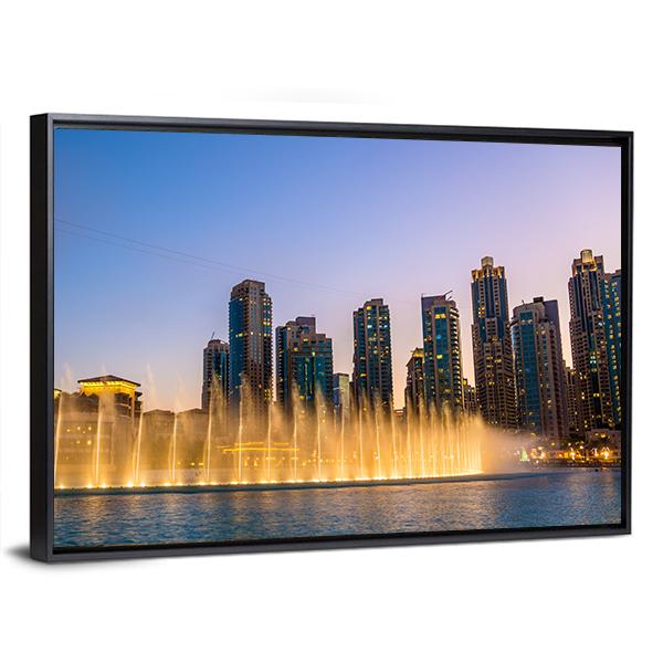 Dubai Fountain Canvas Wall Art-3 Horizontal-Gallery Wrap-25" x 16"-Tiaracle