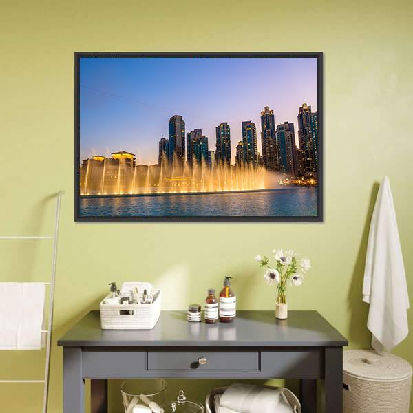 Dubai Fountain Canvas Wall Art-3 Horizontal-Gallery Wrap-25" x 16"-Tiaracle