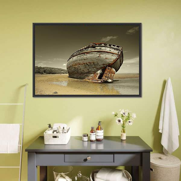 Dulas Bay Shipwreck Canvas Wall Art-3 Horizontal-Gallery Wrap-25" x 16"-Tiaracle