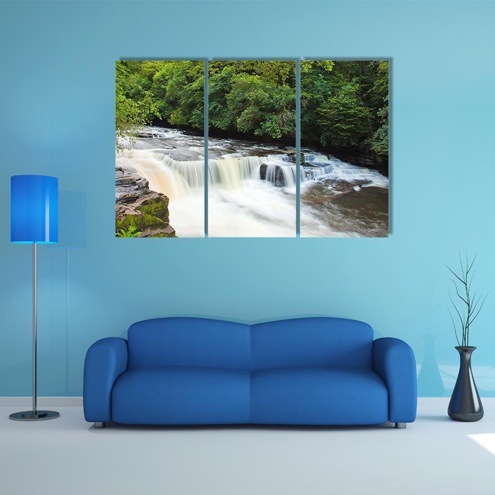 Dundaff Linn Waterfall Canvas Wall Art-3 Horizontal-Gallery Wrap-37" x 24"-Tiaracle