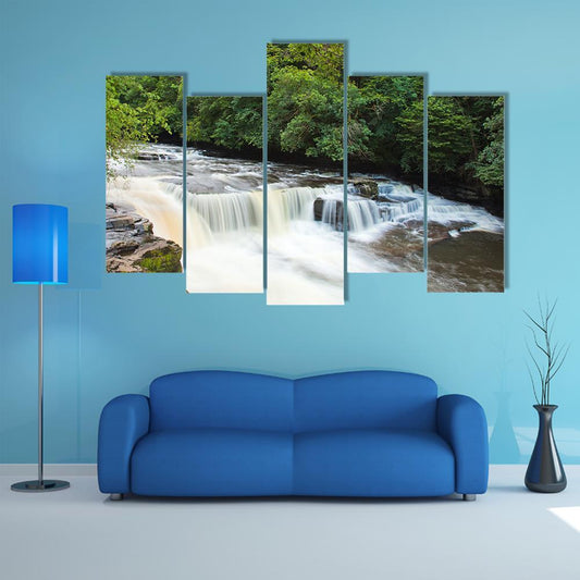 Dundaff Linn Waterfall Canvas Wall Art-5 Pop-Gallery Wrap-47" x 32"-Tiaracle