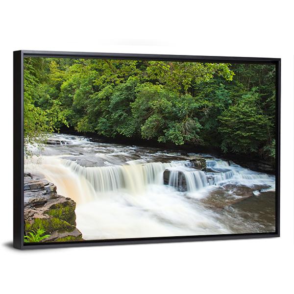Dundaff Linn Waterfall Canvas Wall Art-3 Horizontal-Gallery Wrap-25" x 16"-Tiaracle