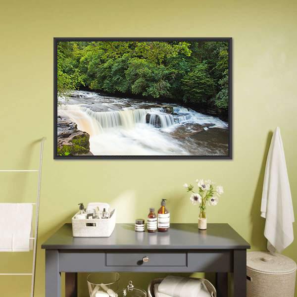 Dundaff Linn Waterfall Canvas Wall Art-3 Horizontal-Gallery Wrap-25" x 16"-Tiaracle