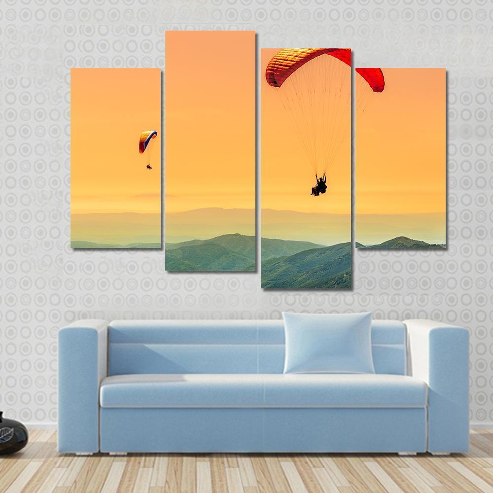 Duo Paragliding Flight Canvas Wall Art-4 Pop-Gallery Wrap-50" x 32"-Tiaracle