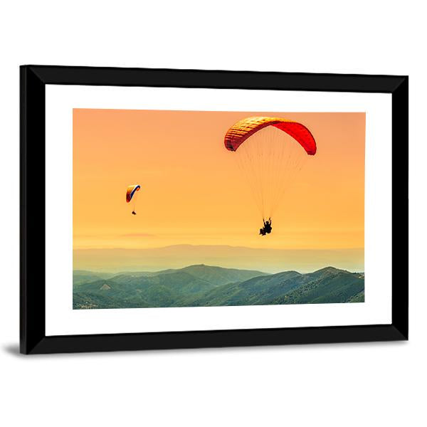 Duo Paragliding Flight Canvas Wall Art-3 Horizontal-Gallery Wrap-25" x 16"-Tiaracle