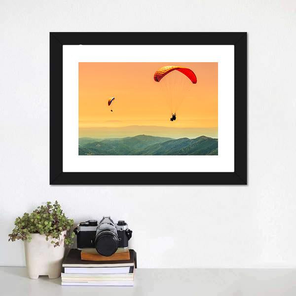 Duo Paragliding Flight Canvas Wall Art-3 Horizontal-Gallery Wrap-25" x 16"-Tiaracle