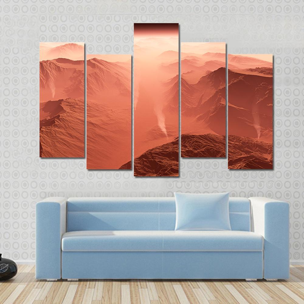 Dust Storm On Mars Canvas Wall Art-5 Pop-Gallery Wrap-47" x 32"-Tiaracle