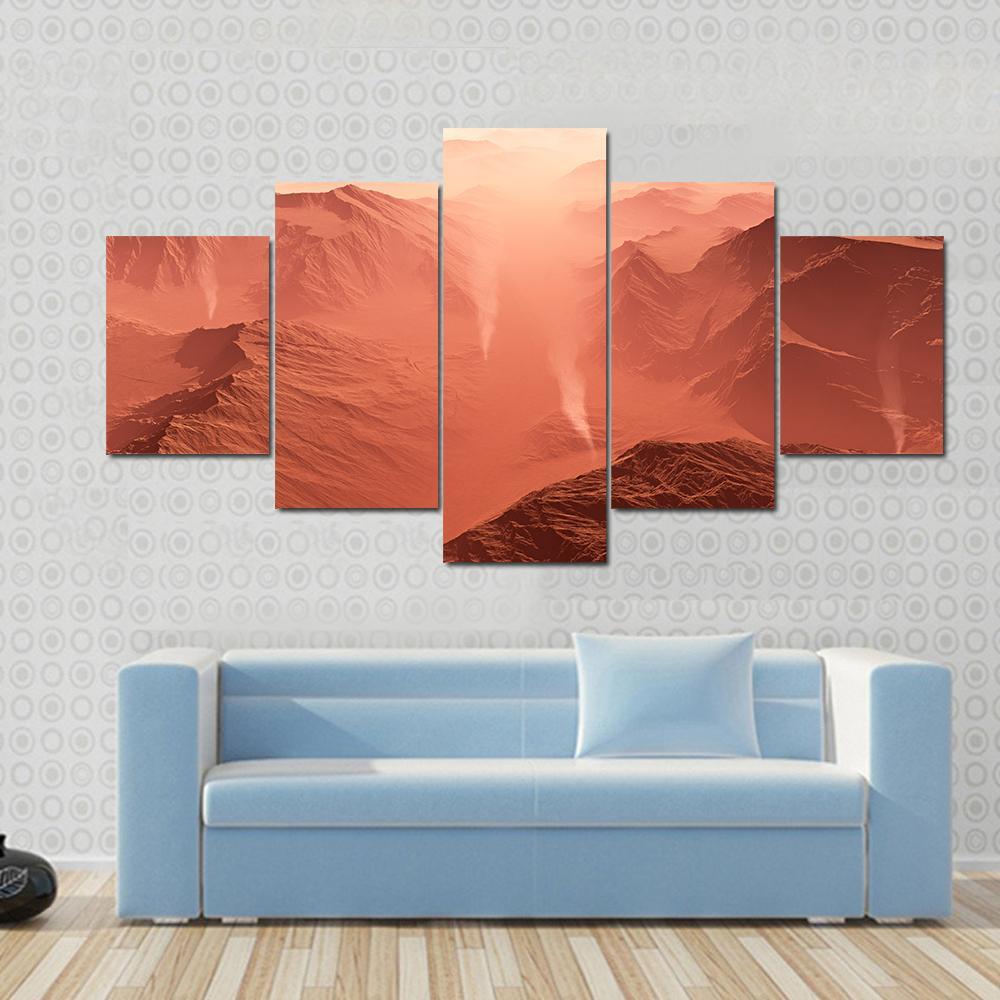 Dust Storm On Mars Canvas Wall Art-5 Star-Gallery Wrap-62" x 32"-Tiaracle