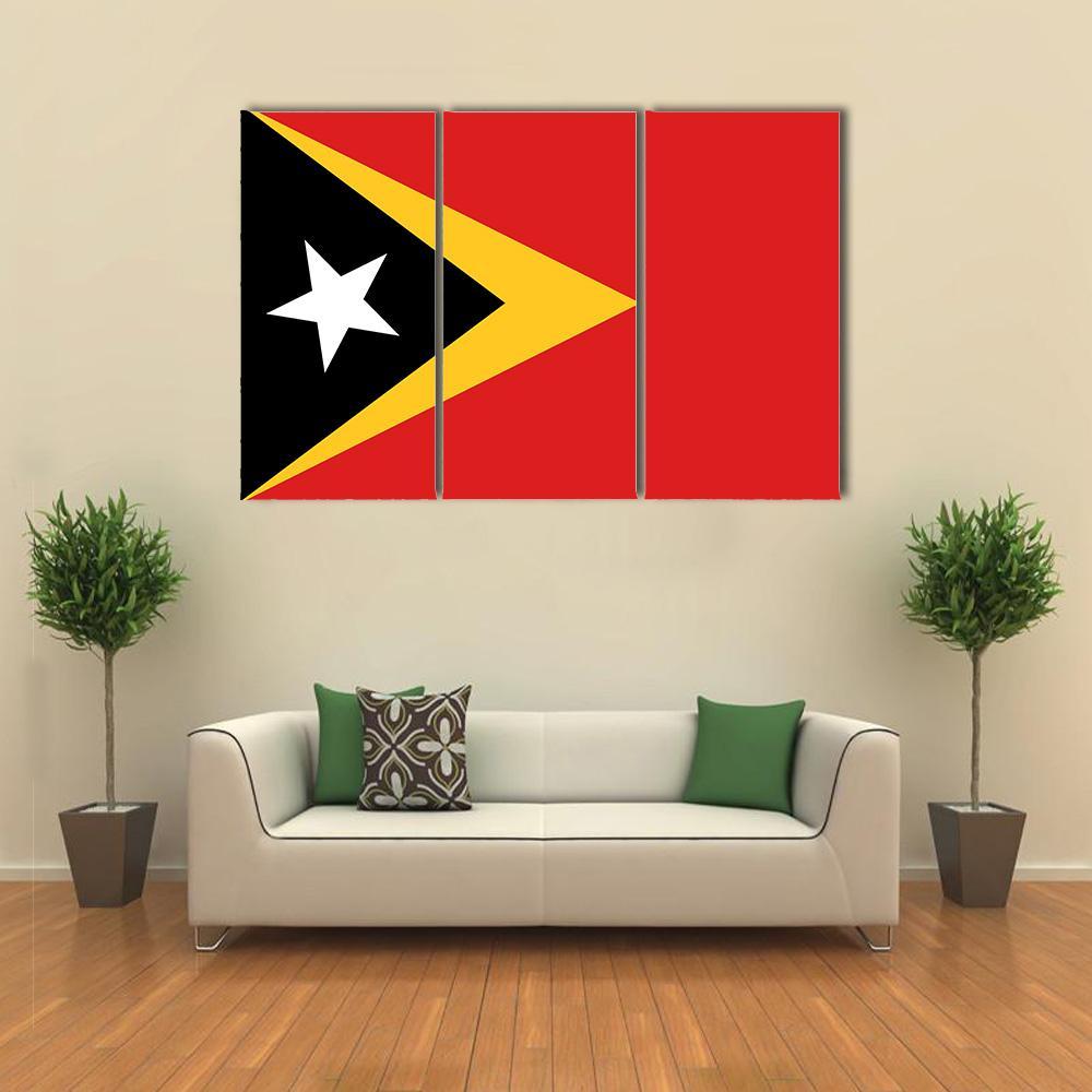 East Timor Flag Canvas Wall Art-3 Horizontal-Gallery Wrap-37" x 24"-Tiaracle