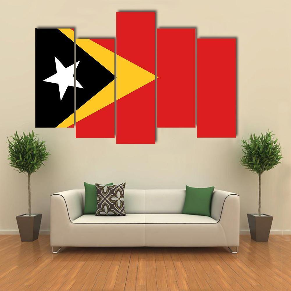 East Timor Flag Canvas Wall Art-5 Pop-Gallery Wrap-47" x 32"-Tiaracle