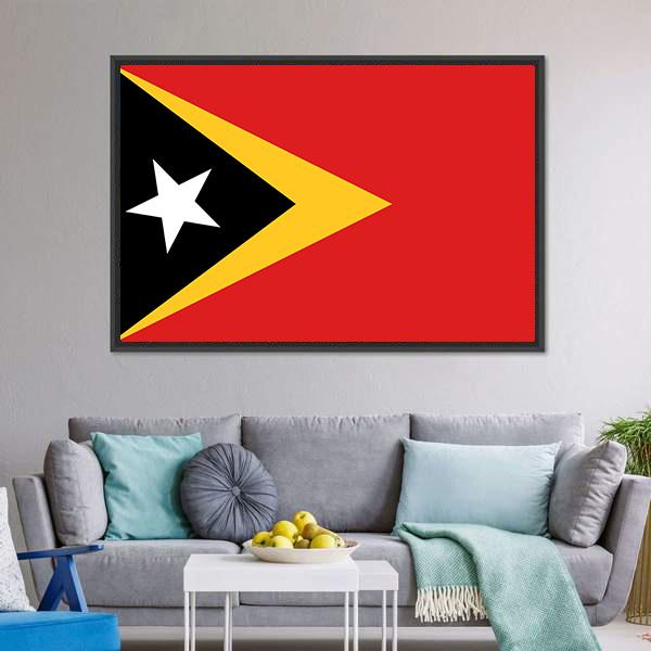 East Timor Flag Canvas Wall Art-3 Horizontal-Gallery Wrap-25" x 16"-Tiaracle