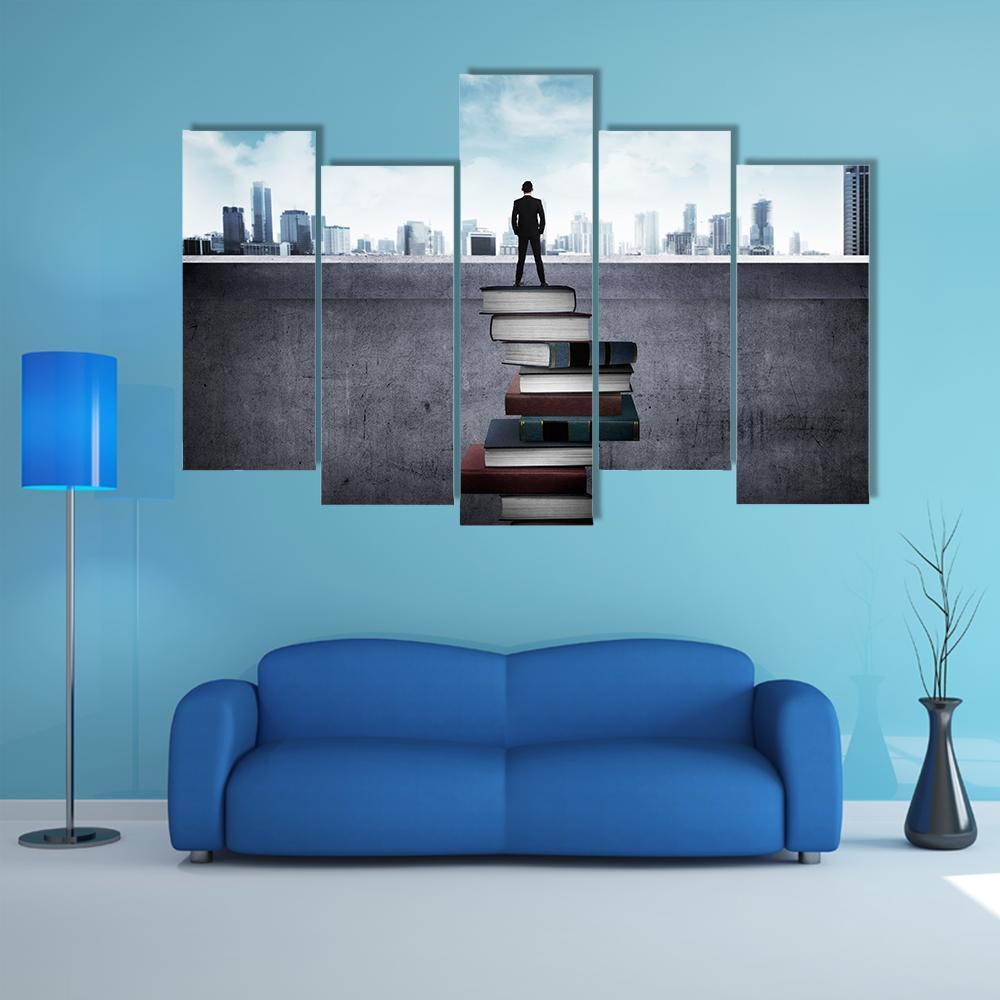 Education For Success Concept Canvas Wall Art-5 Pop-Gallery Wrap-47" x 32"-Tiaracle