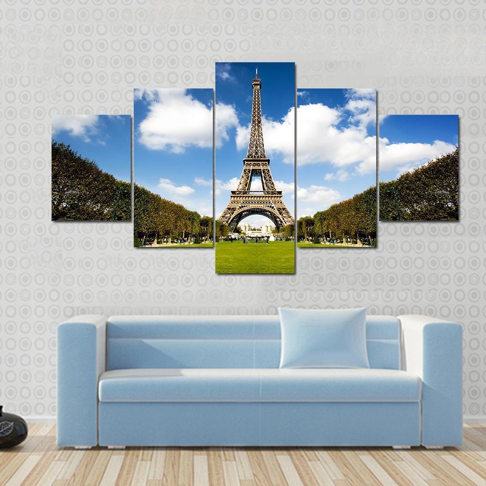 Eiffel Tower France Canvas Wall Art-5 Star-Gallery Wrap-62" x 32"-Tiaracle