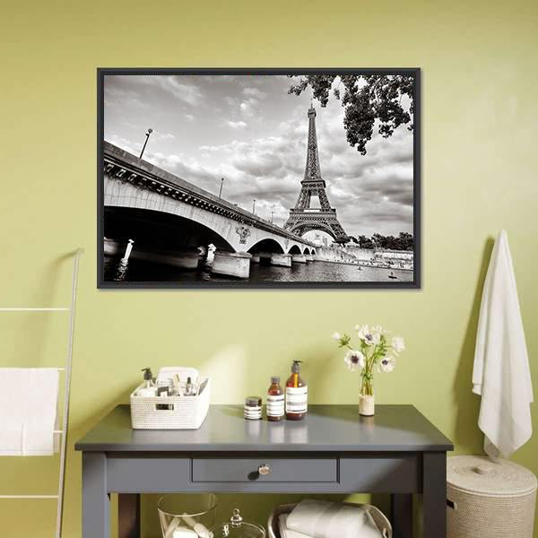 Eiffel Tower From Seine River Canvas Wall Art-3 Horizontal-Gallery Wrap-25" x 16"-Tiaracle