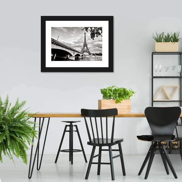 Eiffel Tower From Seine River Canvas Wall Art-3 Horizontal-Gallery Wrap-25" x 16"-Tiaracle