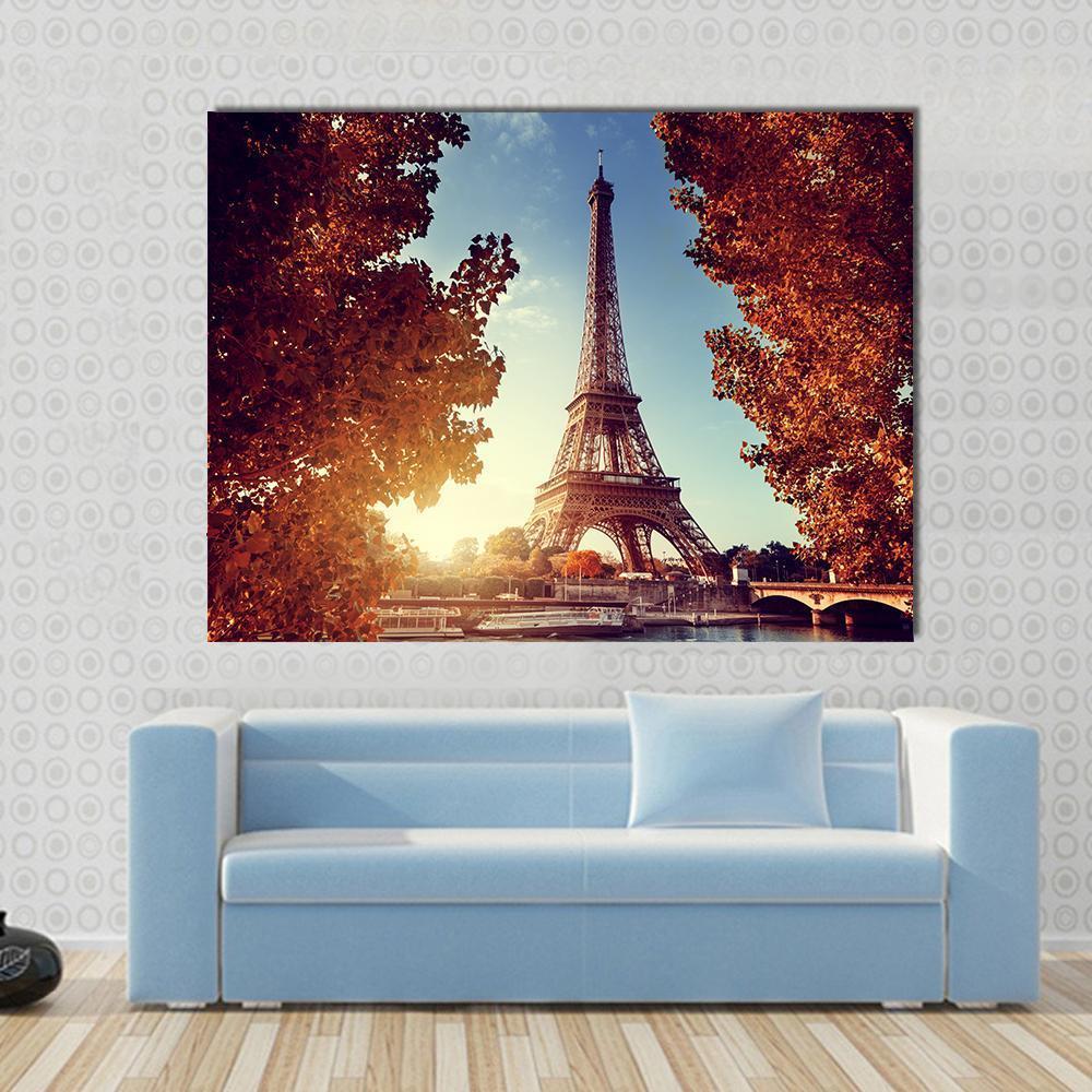 Eiffel Tower In Autumn Canvas Wall Art-1 Piece-Gallery Wrap-48" x 32"-Tiaracle