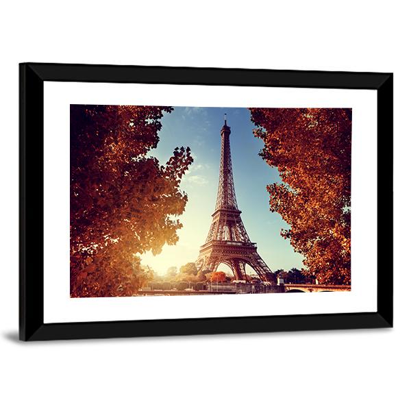 Eiffel Tower In Autumn Canvas Wall Art-3 Horizontal-Gallery Wrap-25" x 16"-Tiaracle