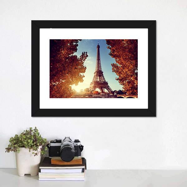 Eiffel Tower In Autumn Canvas Wall Art-3 Horizontal-Gallery Wrap-25" x 16"-Tiaracle