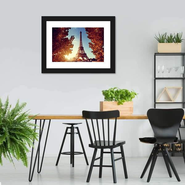 Eiffel Tower In Autumn Canvas Wall Art-3 Horizontal-Gallery Wrap-25" x 16"-Tiaracle