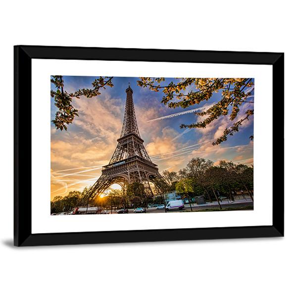 Eiffel Tower In Spring Canvas Wall Art-3 Horizontal-Gallery Wrap-25" x 16"-Tiaracle