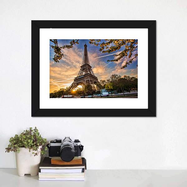 Eiffel Tower In Spring Canvas Wall Art-3 Horizontal-Gallery Wrap-25" x 16"-Tiaracle