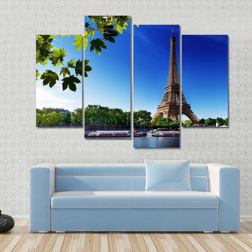 Eiffel Tower In Sunrise Time Canvas Wall Art-4 Pop-Gallery Wrap-50" x 32"-Tiaracle