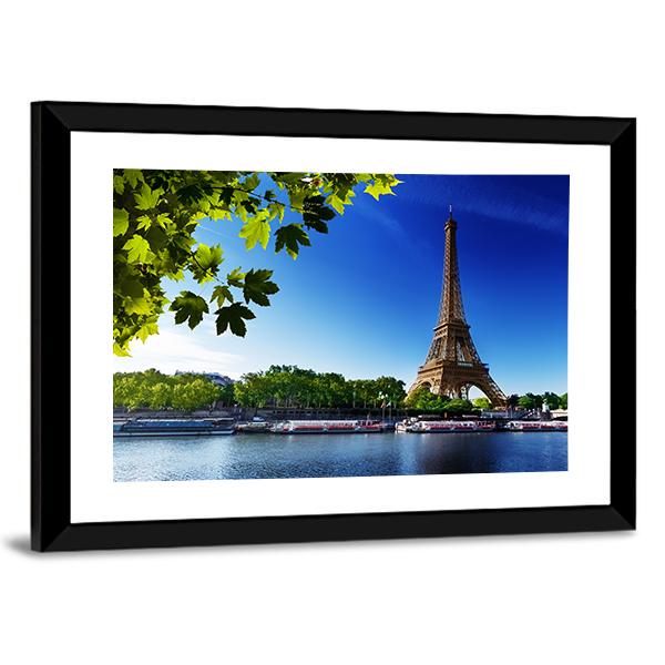 Eiffel Tower In Sunrise Time Canvas Wall Art-3 Horizontal-Gallery Wrap-25" x 16"-Tiaracle