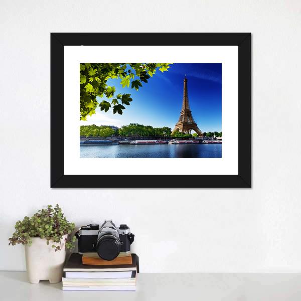 Eiffel Tower In Sunrise Time Canvas Wall Art-3 Horizontal-Gallery Wrap-25" x 16"-Tiaracle