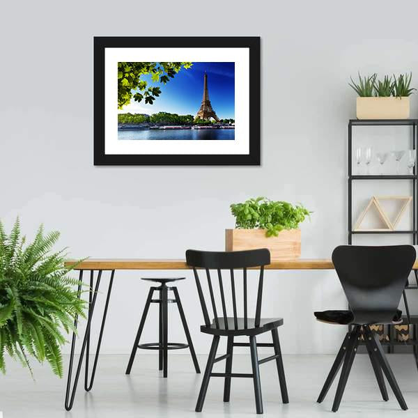 Eiffel Tower In Sunrise Time Canvas Wall Art-3 Horizontal-Gallery Wrap-25" x 16"-Tiaracle