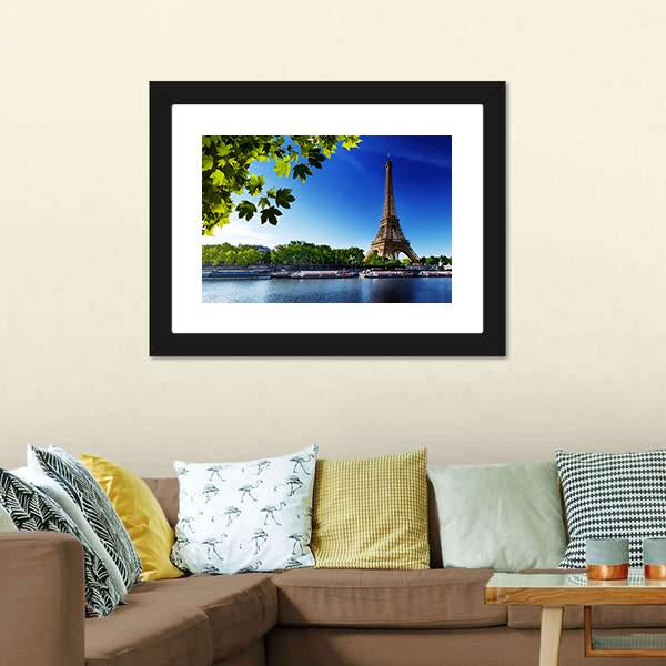 Eiffel Tower In Sunrise Time Canvas Wall Art-1 Piece-Framed Print-20" x 16"-Tiaracle