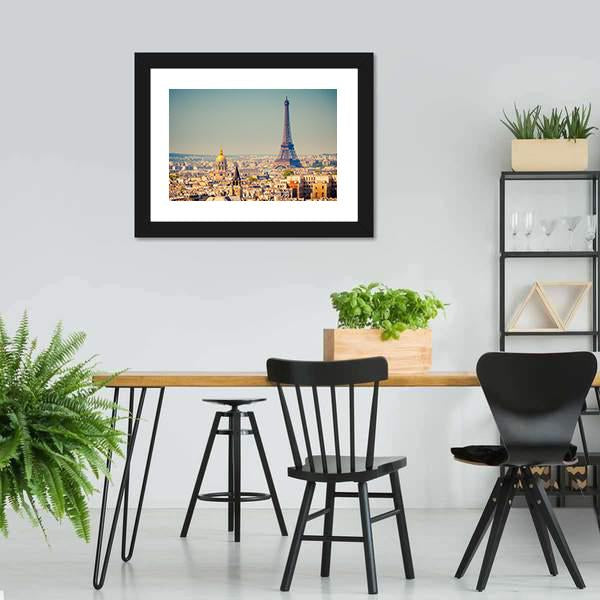 Eiffel Tower With City Canvas Wall Art-3 Horizontal-Gallery Wrap-25" x 16"-Tiaracle