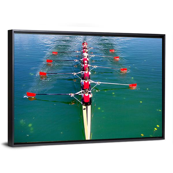 Eight Rowers In Action Canvas Wall Art-3 Horizontal-Gallery Wrap-25" x 16"-Tiaracle