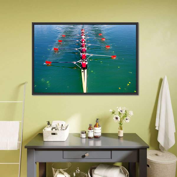 Eight Rowers In Action Canvas Wall Art-3 Horizontal-Gallery Wrap-25" x 16"-Tiaracle