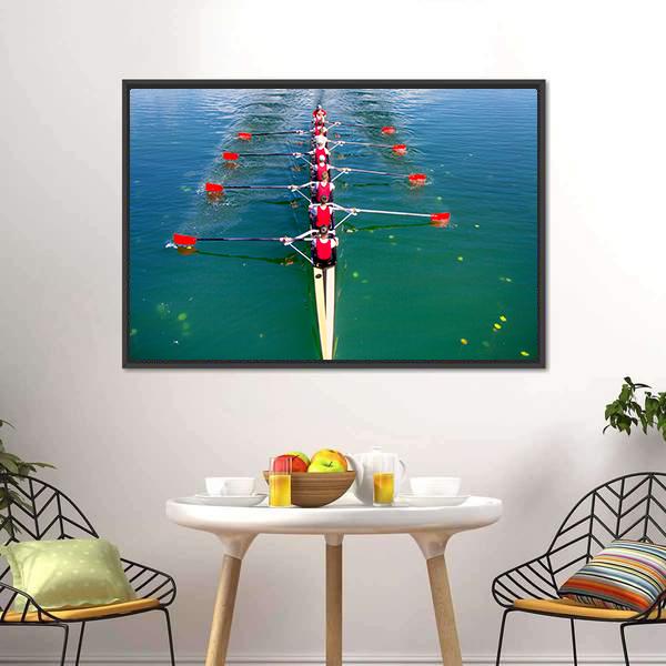 Eight Rowers In Action Canvas Wall Art-3 Horizontal-Gallery Wrap-25" x 16"-Tiaracle