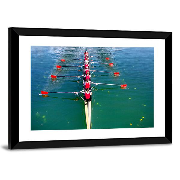 Eight Rowers In Action Canvas Wall Art-3 Horizontal-Gallery Wrap-25" x 16"-Tiaracle